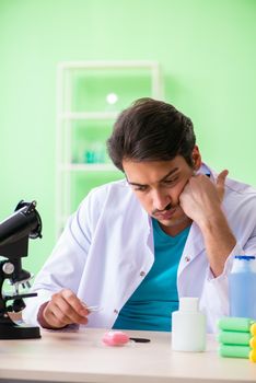 Chemist testing soap in the lab