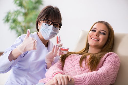 Woman patient visiting dentist for regular check-up