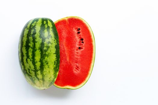 Fresh watermelon on white background. Top view