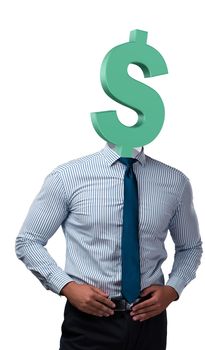 Businessman with dollar sign instead of head