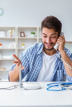 Man enjoying fast internet connection