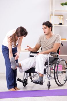 Patient recovering in hospital after injury trauma