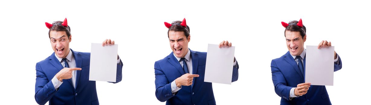 Young devil businessman isolated on white  