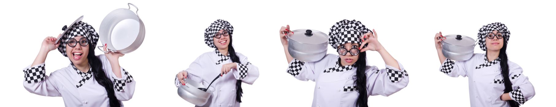 Young cook isolated on the white