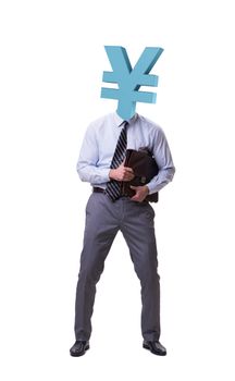  Businessman with japanese yen sign instead of head