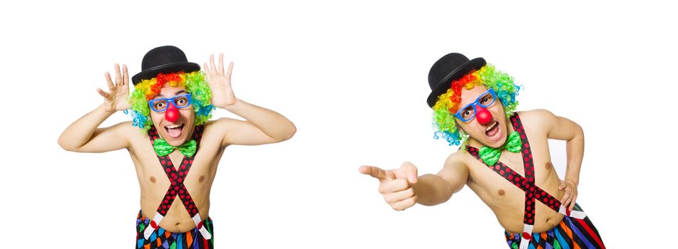 Funny clown isolated on the white background