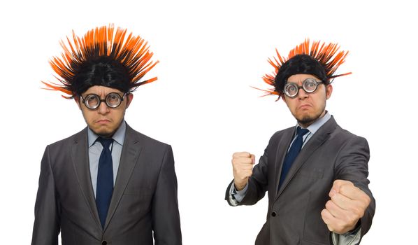 Funny man with mohawk hairstyle