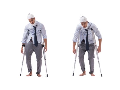 Injured businessman isolated on white 