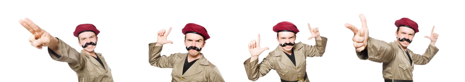 Funny soldier isolated on white