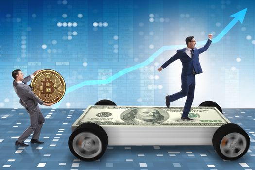 Businessman in the business concept with dollar car