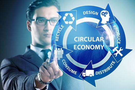 Concept of circular economy with businessman