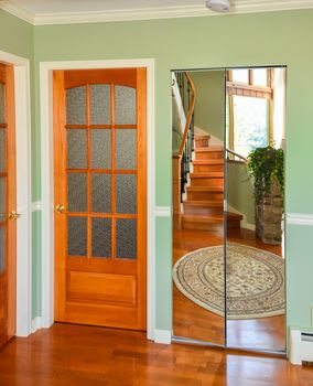 Wooden french doors. Interior design of luxury residential house