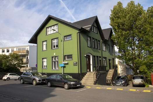 view on the historical houses of Midstraeti, Reykjavik, Iceland