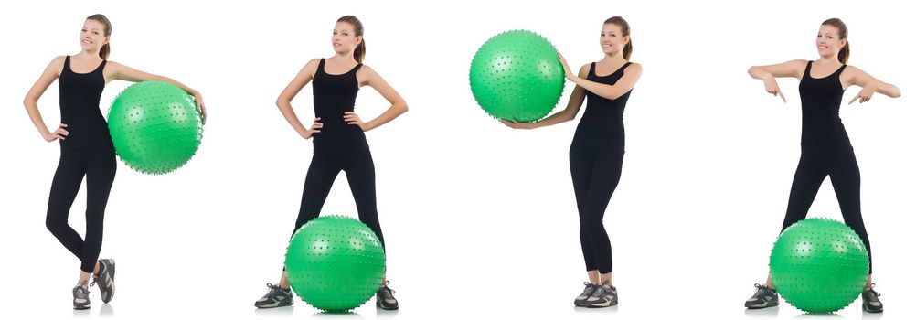 Young woman doing exercises with fitball 