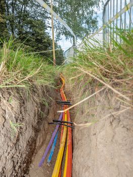 Ground work for the installation of fiber optic cables for telecommunications HIGH-SPEED 