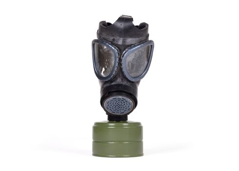 Vintage gasmask isolated on a white background - Green filter