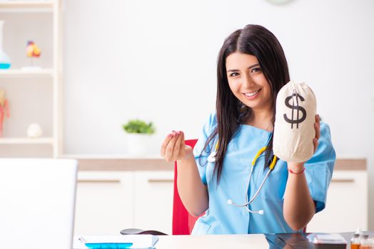 Young beautiful female doctor working in the clinic 
