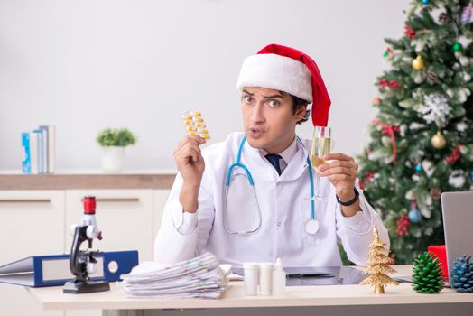 Doctor on the shift on christmas eve