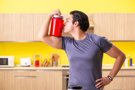 Young man blogging about food additives