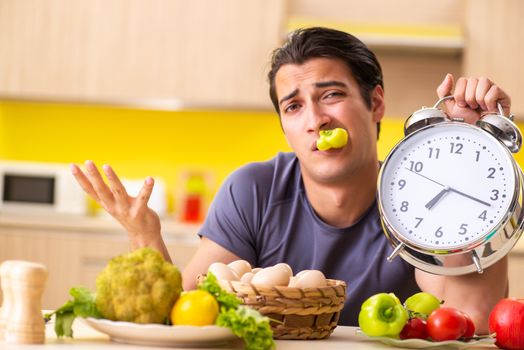 Young man in dieting and healthy eating concept