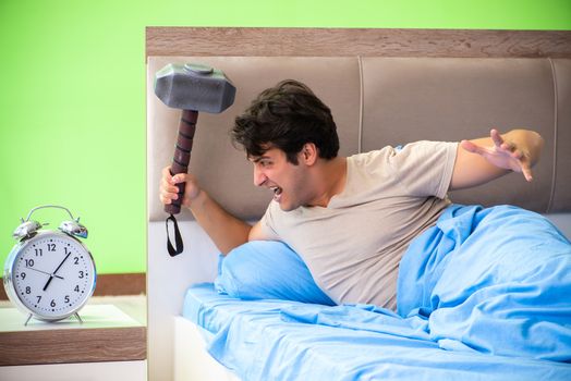 Man having trouble with his sleep
