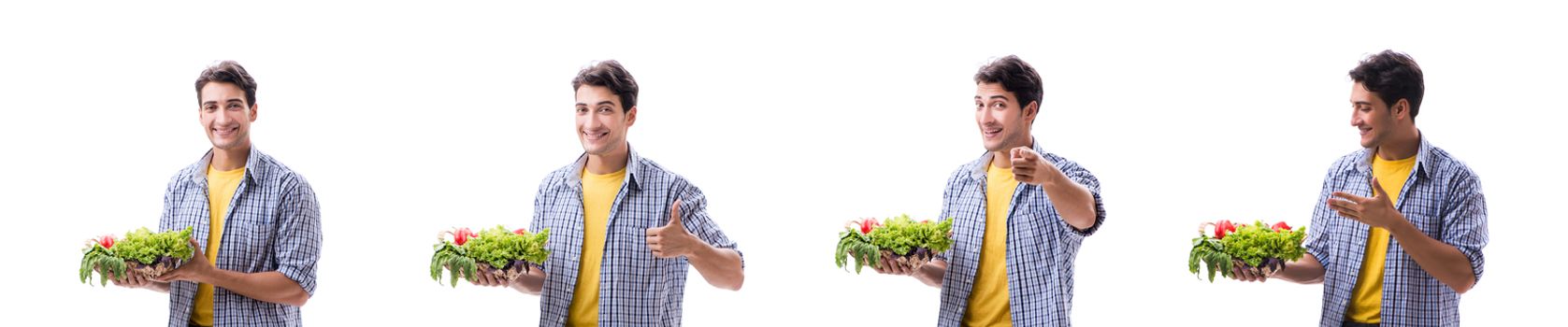 Man with basket of fruits and vegetables