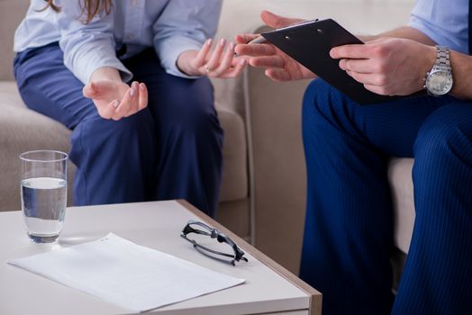 Patient discussing with psychologist personal problems