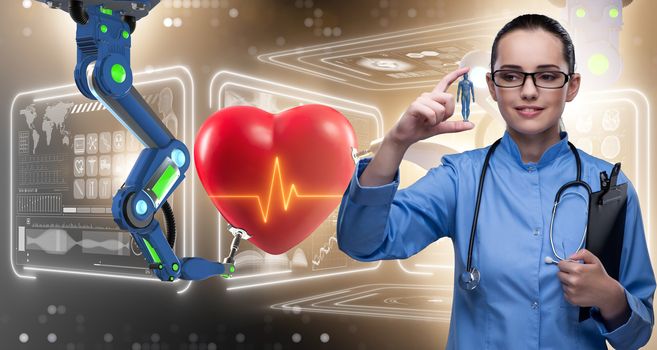 Telemedicine concept with remote monitoring of heart condition