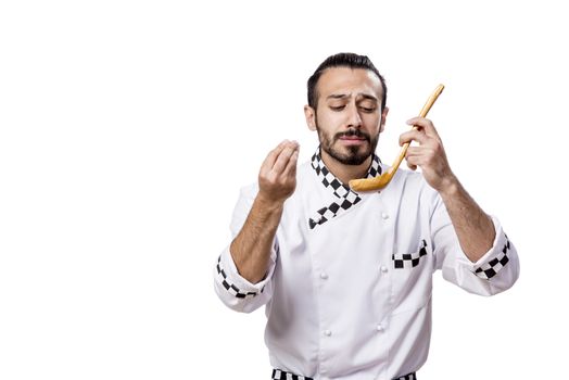 Funny male cook isolated on the white background