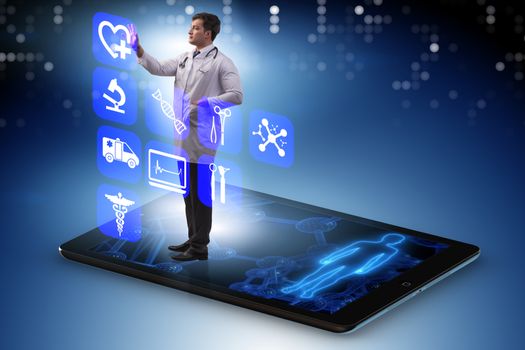 Telehealth concept with doctor doing remote check-up