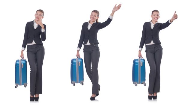 Woman with suitacases preparing for summer vacation