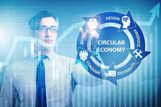 Concept of circular economy with businessman