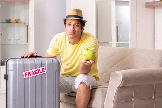 Man going on vacation with fragile suitcases