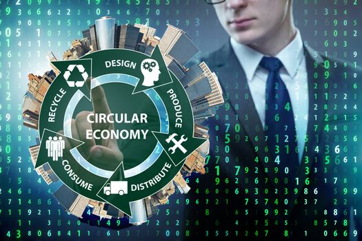 Concept of circular economy with businessman