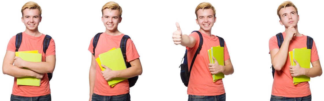 Young student isolated on white background 