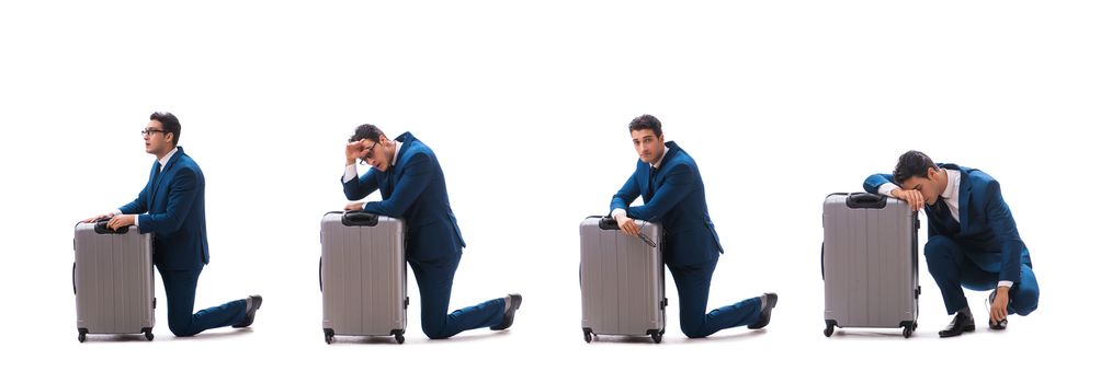 Businessman in business travel concept isolated on white