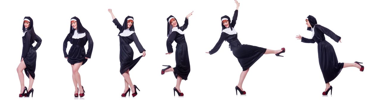 Nun isolated on the white background