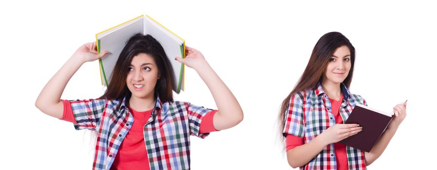 Young female student isolated on the white