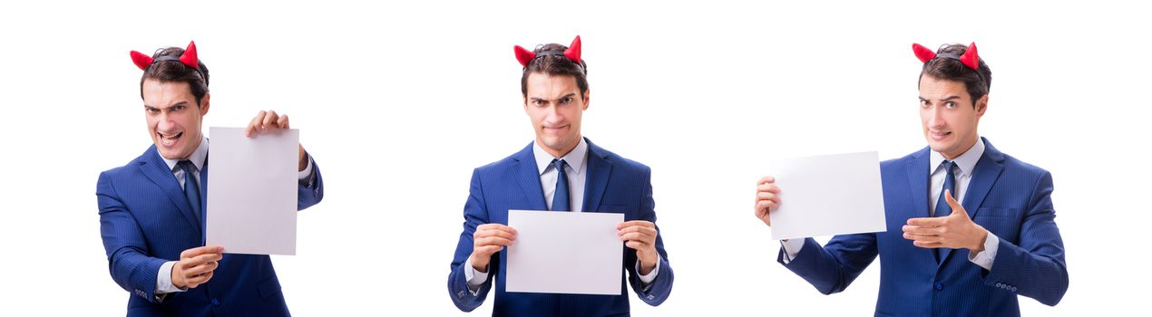 Young devil businessman isolated on white  