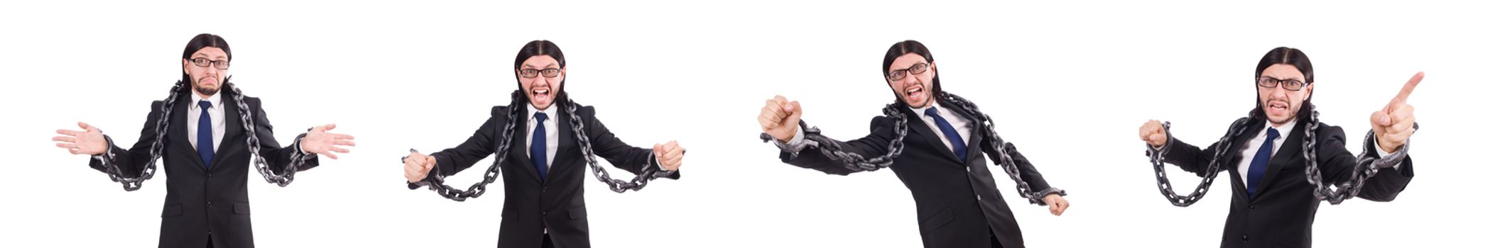 Man with chain isolated on the white