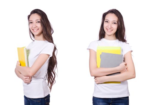 Young student with books isolated on the white