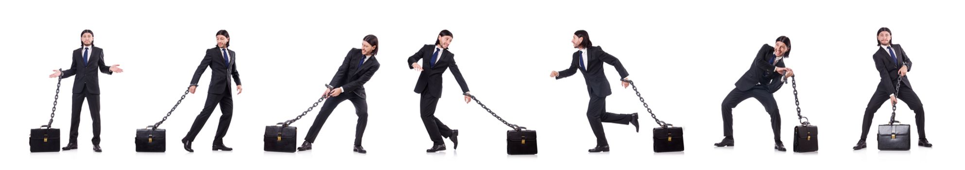 Man with chain isolated on the white