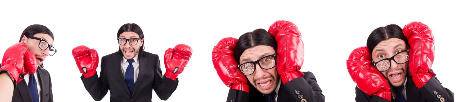 Businessman boxer isolated on the white