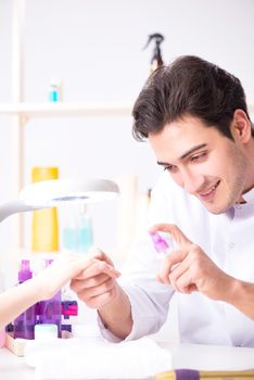 Hands during manicure care session