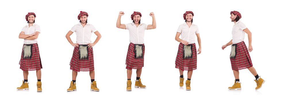 Happy Scotsman isolated on white