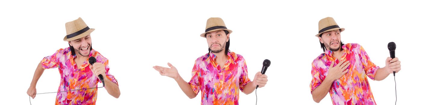 Man in colourful shirt isolated on white