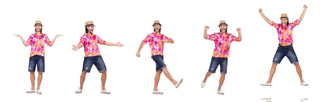 Funny tourist isolated on white