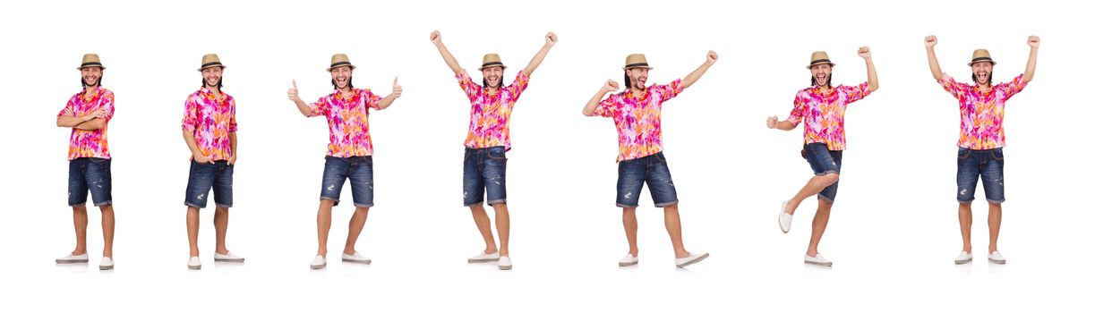 Young man in hat isolated on white