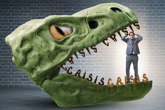 Businessman in crisis and recession concept