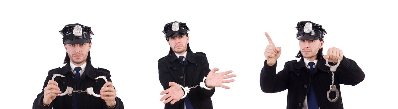 Funny policeman isolated on the white